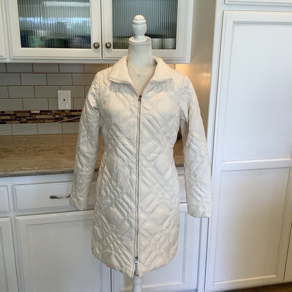 Eddie Bauer Goose Down Women's Cream Quilted Jacket Small Petite - Picture 1 of 11